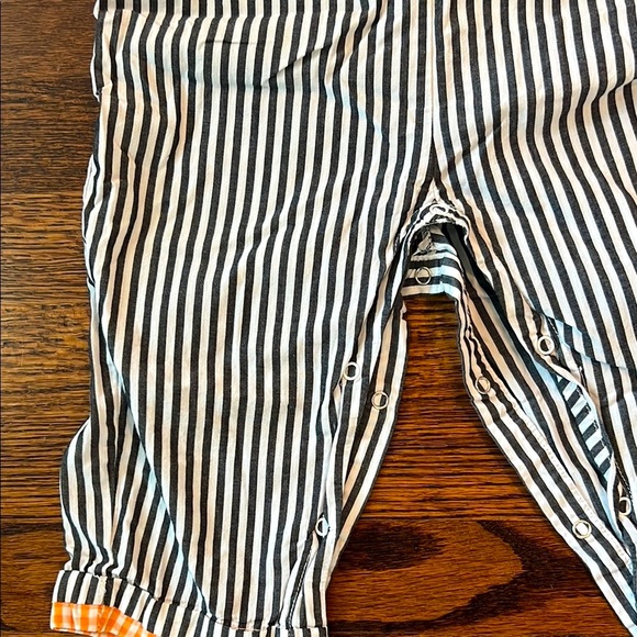 Black and White Overalls Classic Bib Scarecrow and Pumpkin Front - Picture 4 of 5